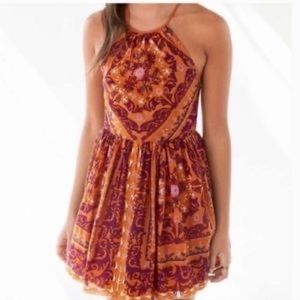 Ecote Orange Boho Dress with Low Back